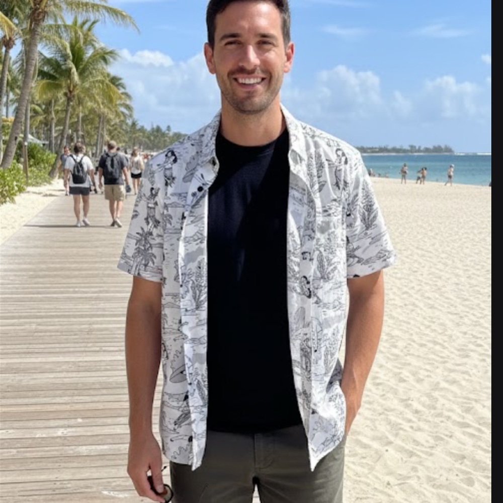 Hawaiian Print Short Sleeve Button Shirt Sz XL